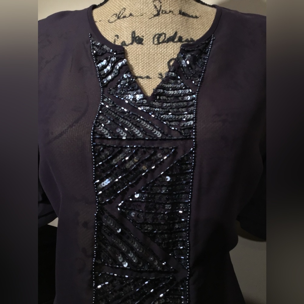 Angie Very Pretty Purple Blouse w/Embellishments